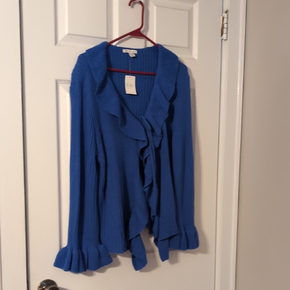 Cato Royal Blue Ruffle-Front Women's Cardigan